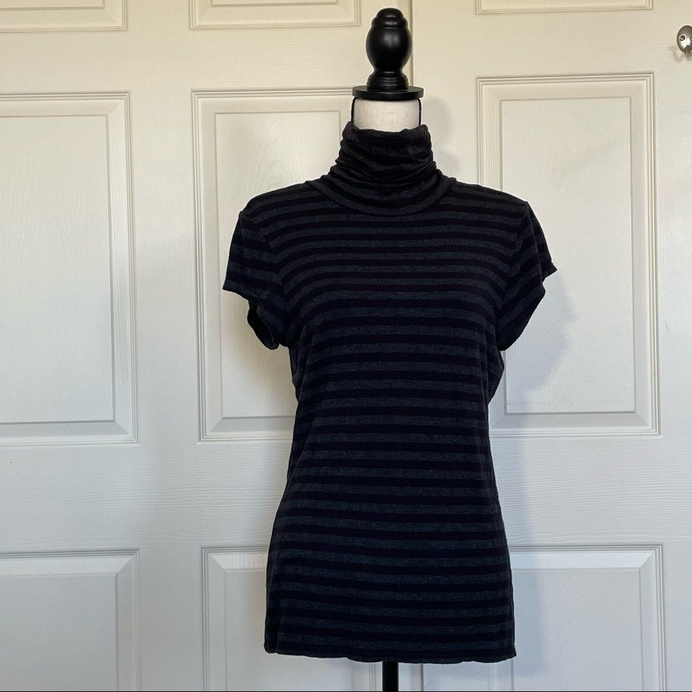 INC International Concepts Charcoal & Black Slim Capped Sleeve Turtleneck, XL